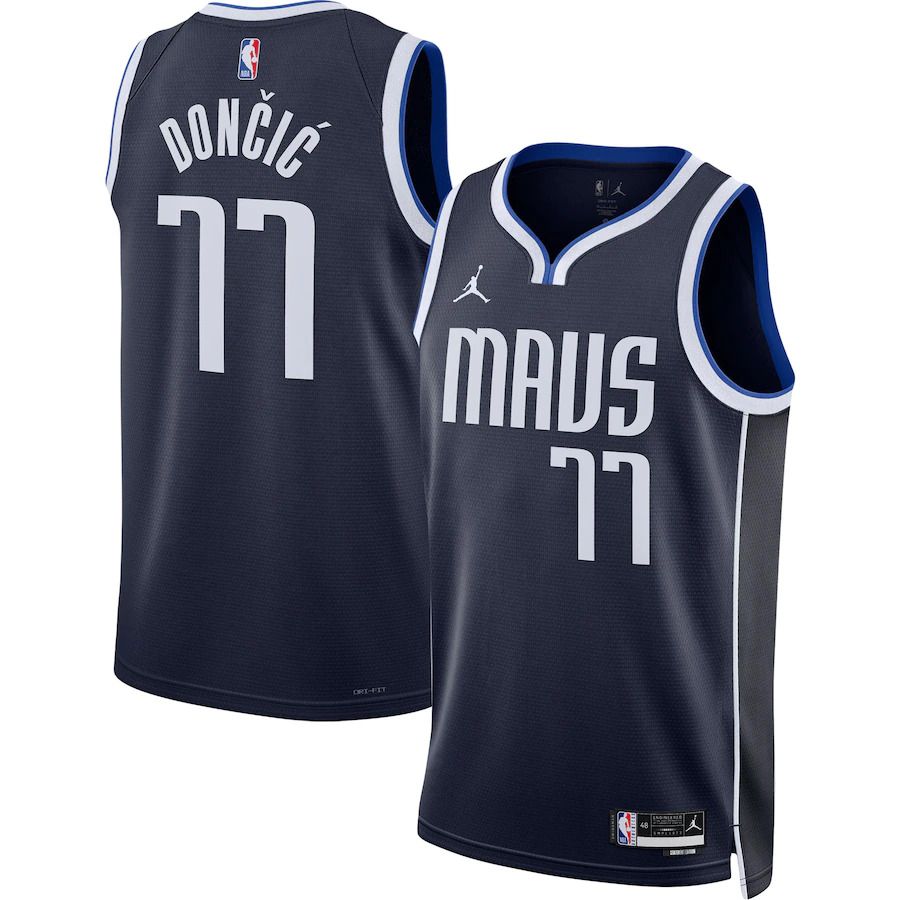 Men Dallas Mavericks #77 Luka Doncic Jordan Brand Navy 2022-23 Statement Edition Swingman NBA Jersey